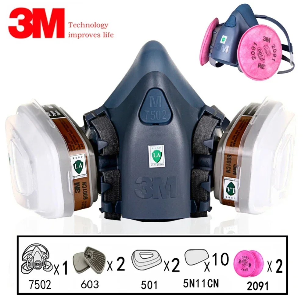 Dust Mask Construction - 17 em 1 3m 7502 respirador